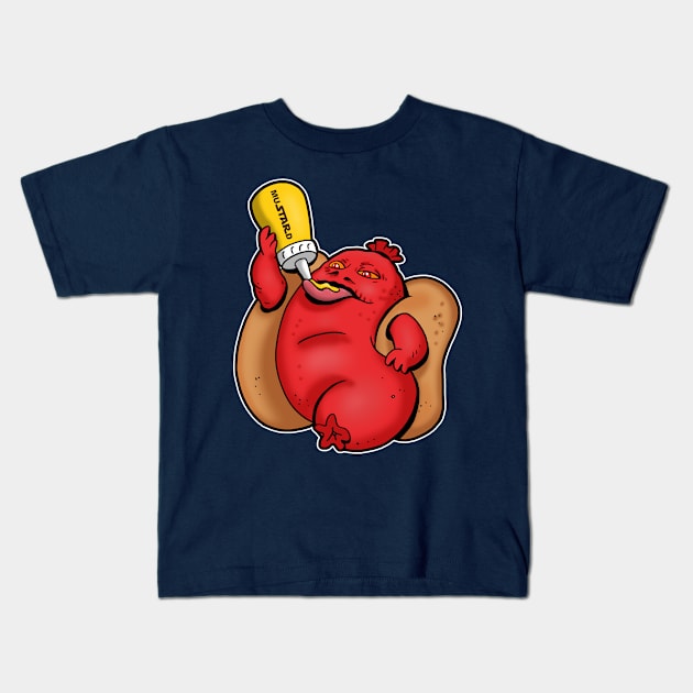 Funny Hot Dog Sausage Sci-fi Alien Junk Food Parody Kids T-Shirt by BoggsNicolas